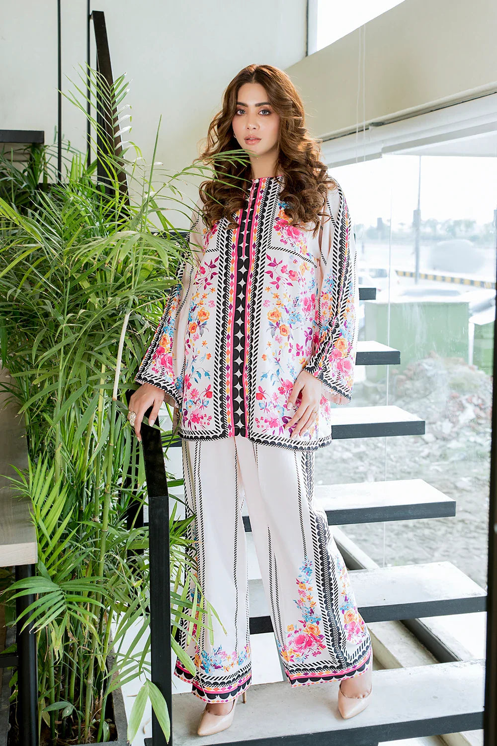 Ivory Water Floral 2pc Co-ord Set