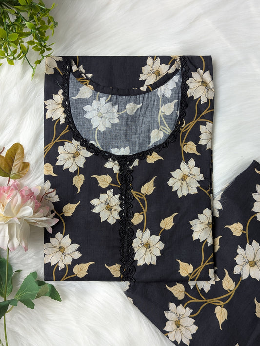 Black Daisy Lawn 2pc Co-ord Set