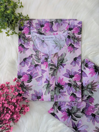 Lilac Florals Lawn Stitched 2pc