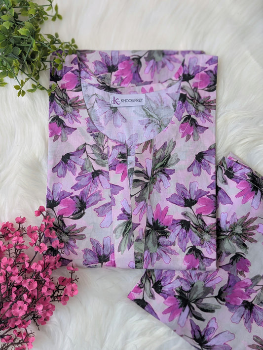 Lilac Florals Lawn Stitched 2pc