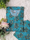 Teal Blue Florals lawn 2pc Co-ord set