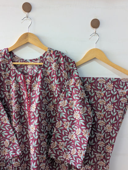 Maroon Petals 2pc Co-ord Set