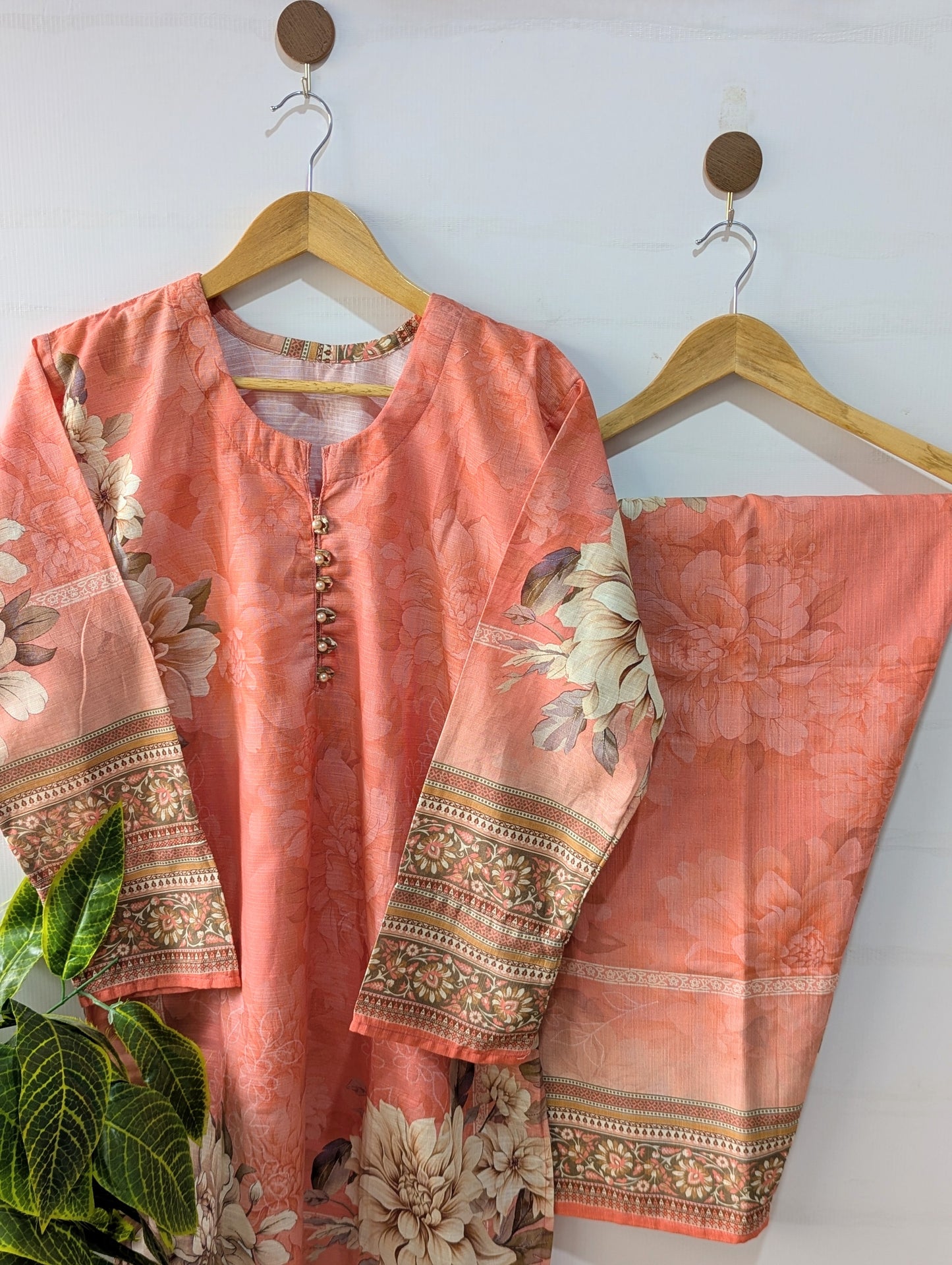 Light Orange Khaddar Stitched 2pc
