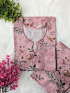 Pink Florals Linen Stitched 2pc