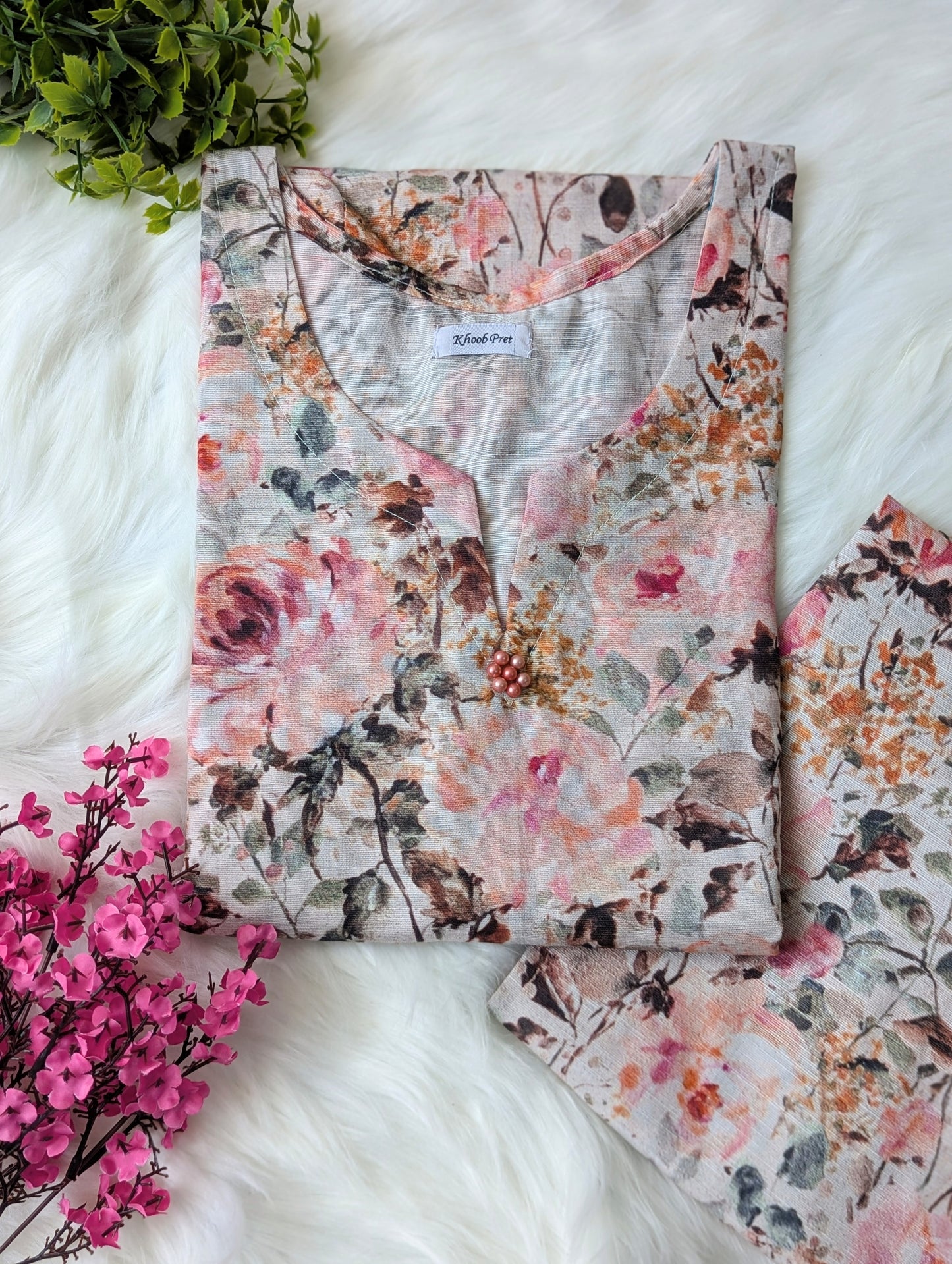 Mauve Petals Khaddar Stitched 2pc Dress