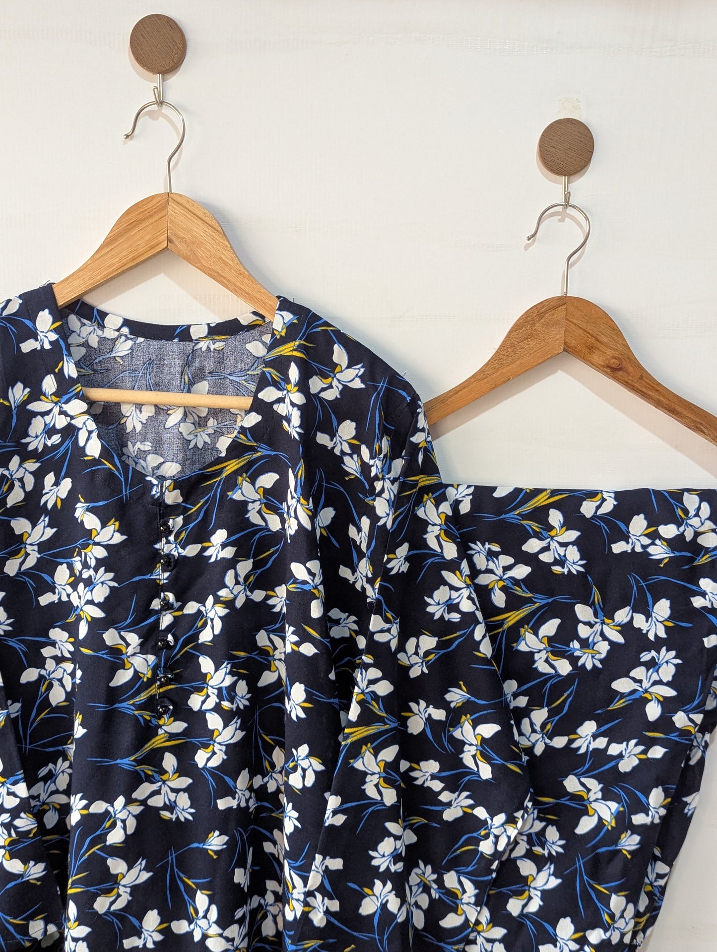 Navy Petals Linen 2pc Dress