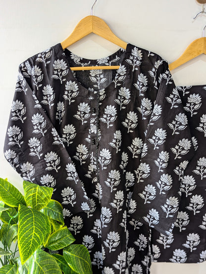 Black & White Flower Lawn 2pc Co-ord Set