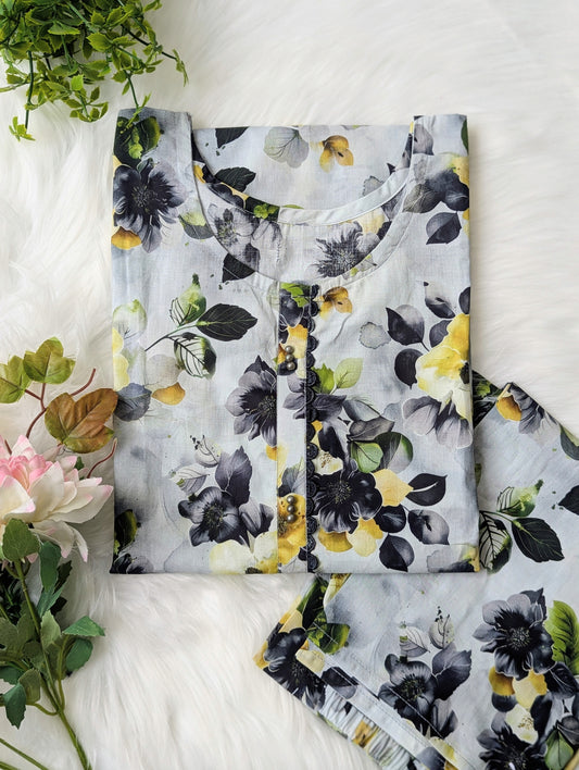 Grey & Black Petals 2pc Co-ord Set
