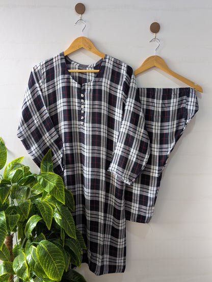 Black & White Lines Linen 2pc Dress