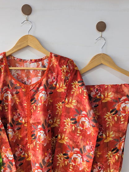 Floral Flames Lawn 2pc Co-ord Dress