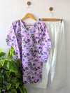 Lilac Floral Lawn Farshi Set - Corset Back - 2pcs