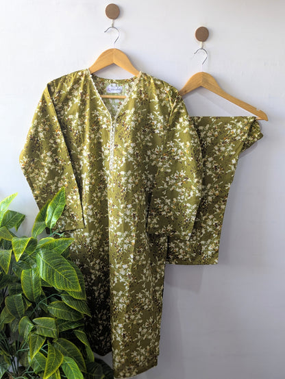 Green Petals Lawn Stitched 2pc