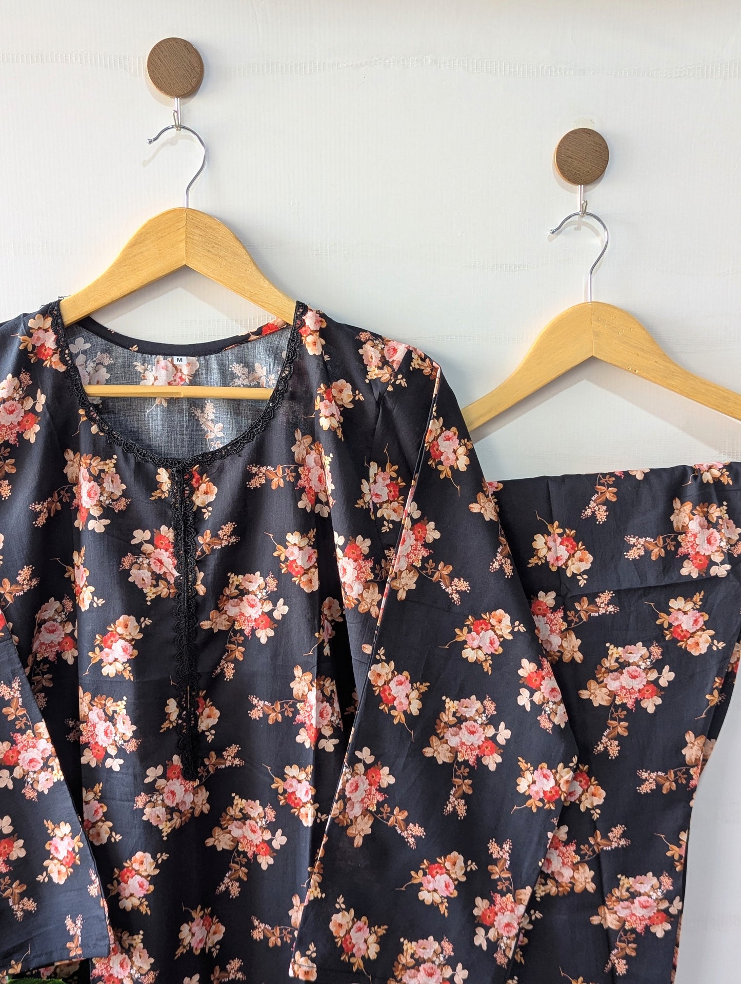 Black Florals Lawn 2pc Co-ord Set