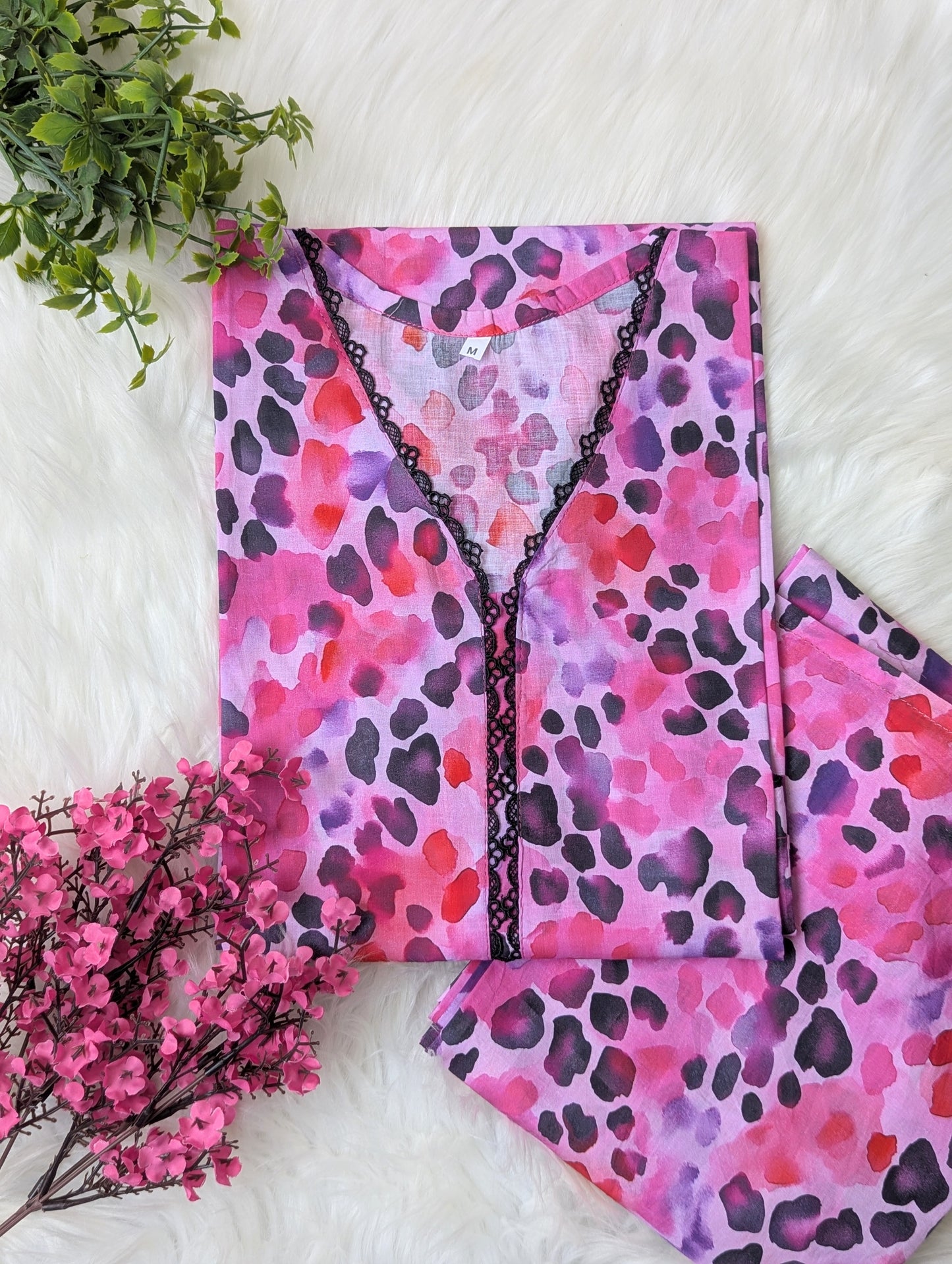 Pink Leopard Lawn Stitched 2pc