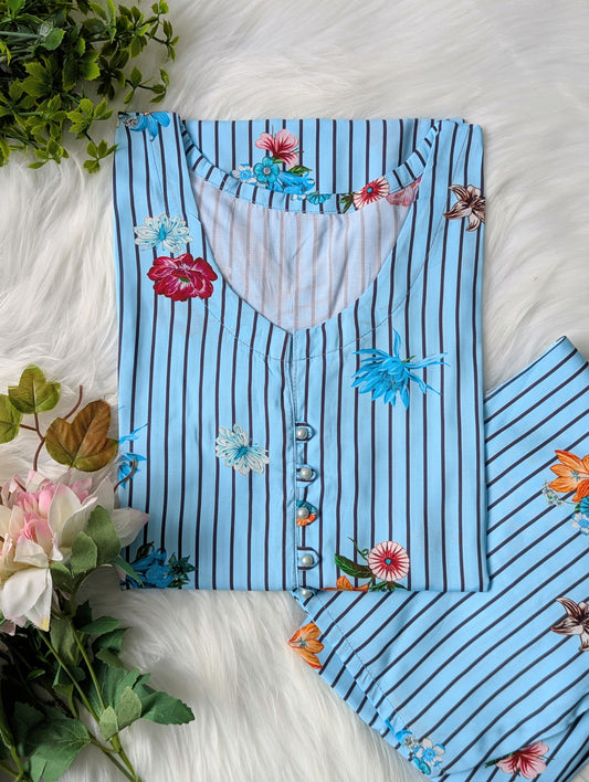 Sky Florals Linen 2pc Dress