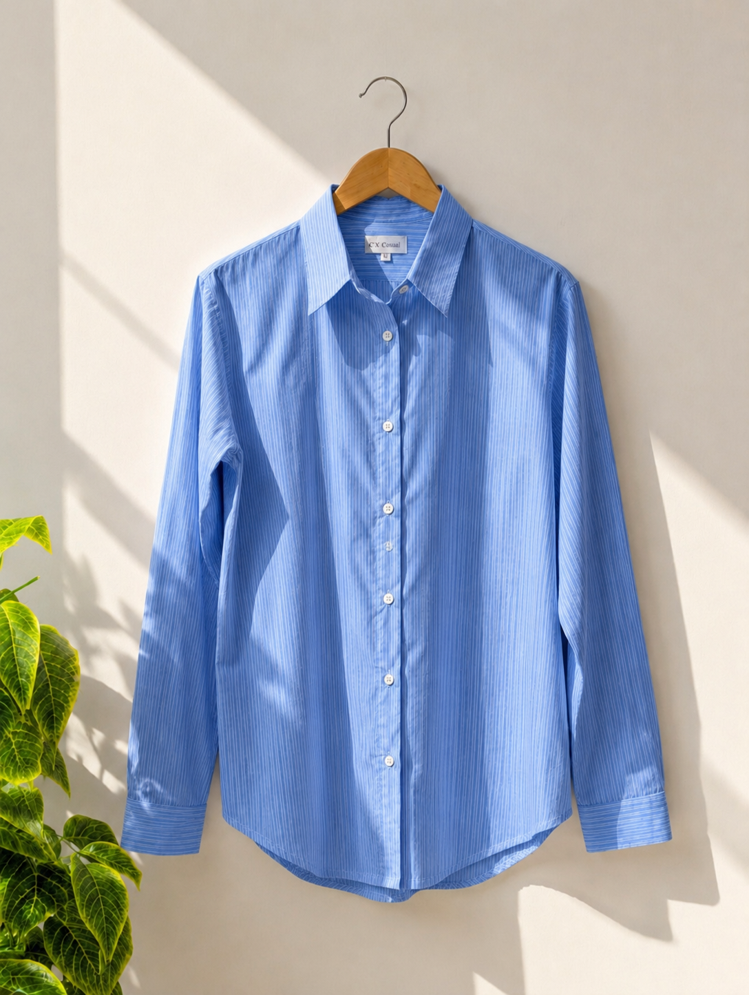Blue Striped Corset Back Shirt