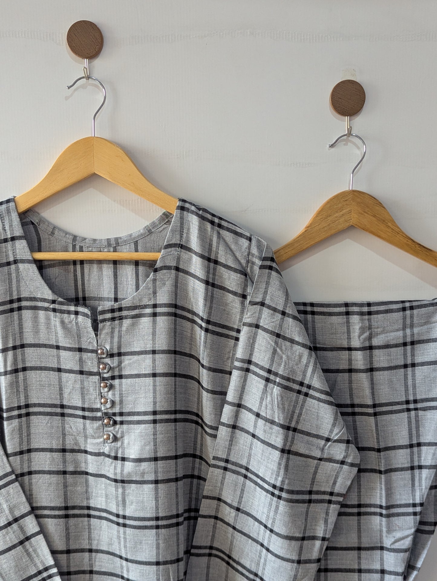 Grey & Black Lines Linen 2pc Dress