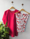 Red & Reddish Florals Lawn Farshi Set - 2pcs