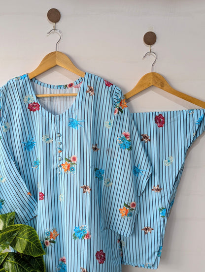 Sky Florals Linen 2pc Dress