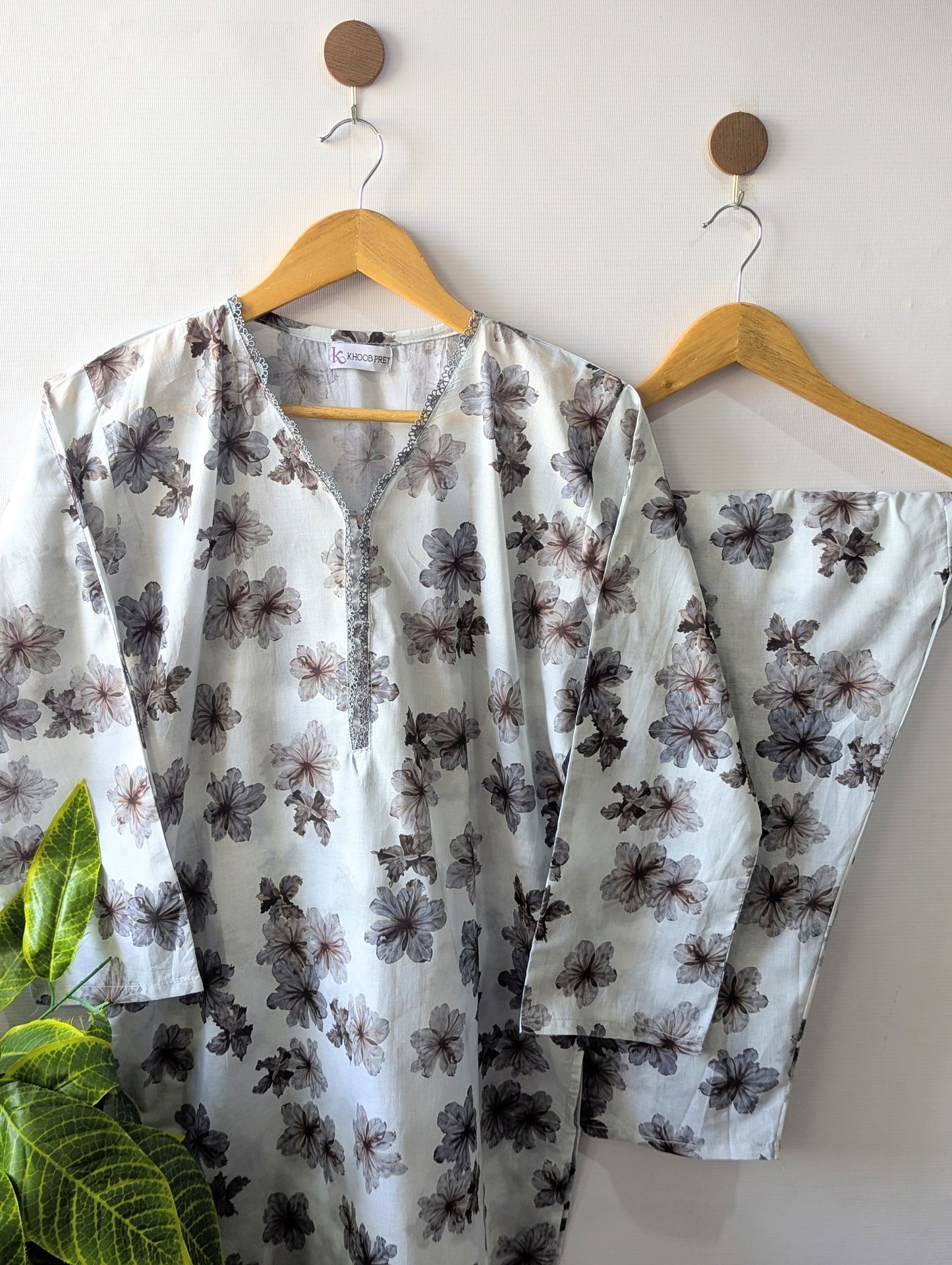 Grey Florals Lawn Stitched 2pc