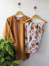 Mustard & Little Leafs Lawn Farshi Set - 2pc