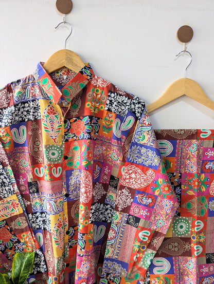 Festive Blocks Lawn Button Down Co-ord