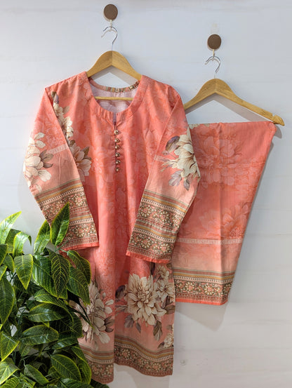 Light Orange Khaddar Stitched 2pc