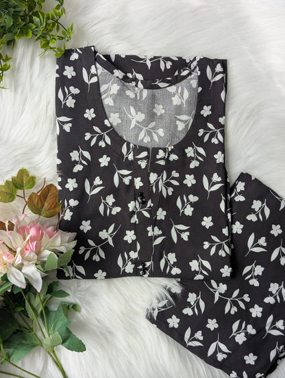 Charcoal Petals Linen 2pc Dress