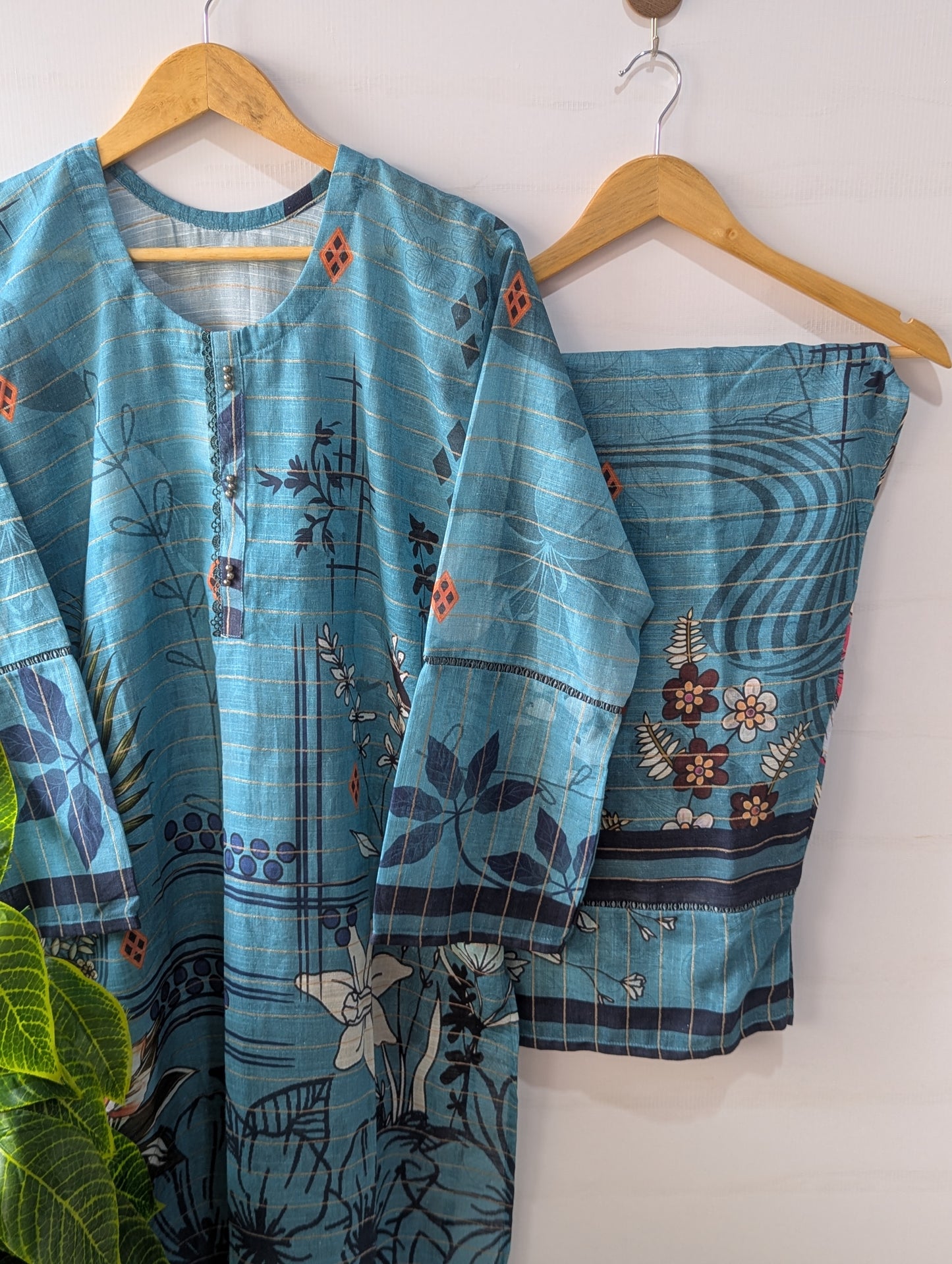 Blue Florals Khaddar 2pc Set