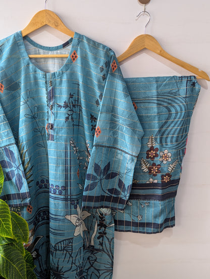 Blue Florals Khaddar 2pc Set