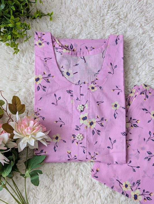 Lilac Floral Lawn 2pc Co-ord Set