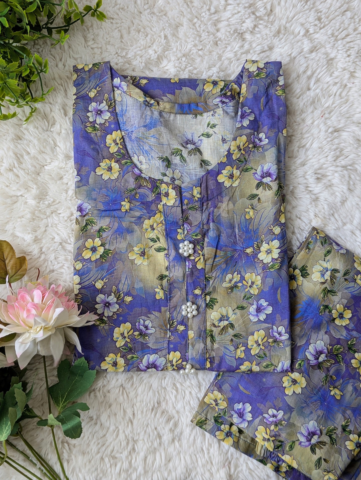 Deep Florry Lawn 2pc Co-ord Set