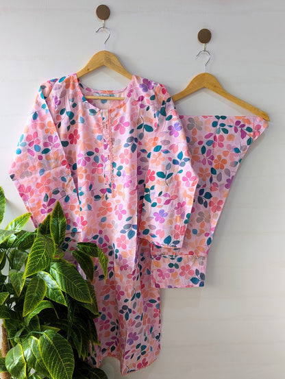 Baby Pink Petals Lawn 2pc Co-ord Set