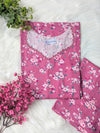 Pink Orchids Linen Stitched 2pc
