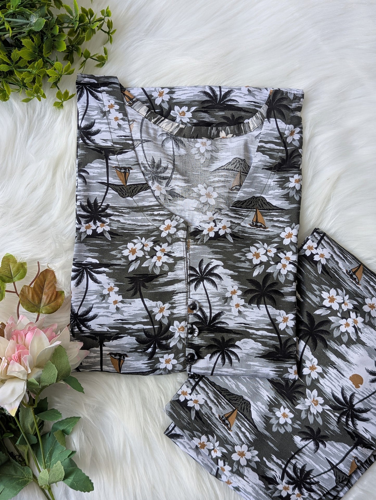 Grey Florry linen 2pc Dress