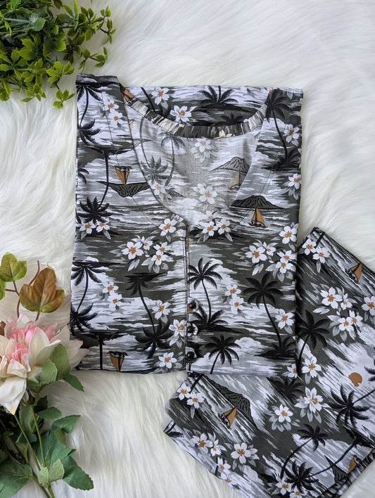 Grey Florry linen 2pc Dress