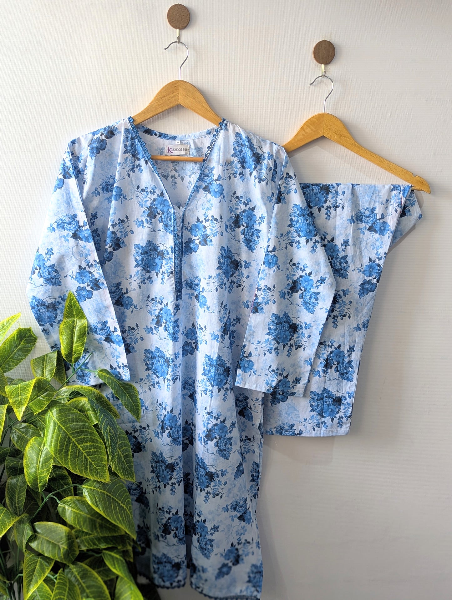 Ice Blue Petals Lawn Stitched 2pc