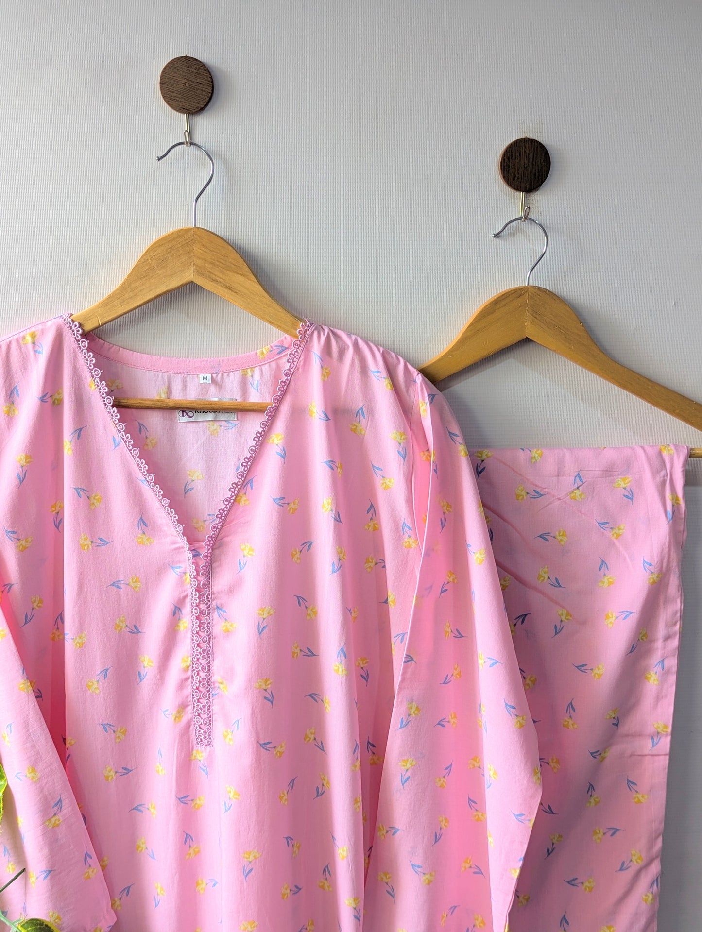 Baby Pink Petals Linen Stitched 2pc
