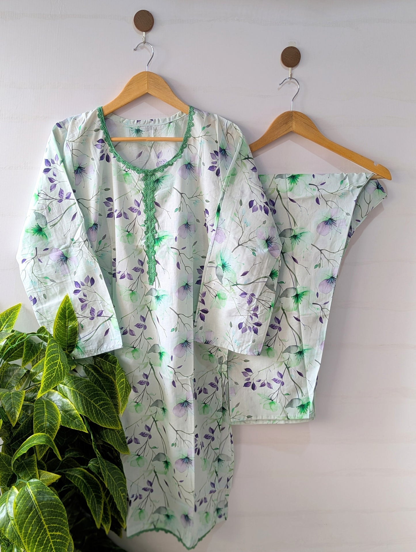 Light Green Petals Lawn 2pc Co-ord Set