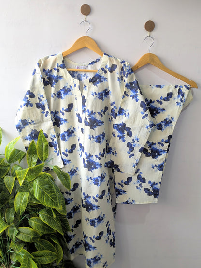 Blue Blossom Lawn Stitched 2pc