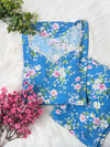 Blue Daisy Linen Stitched 2pc