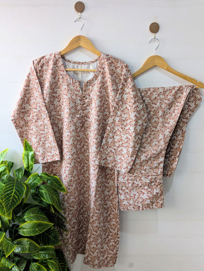 Dusty Petals Khaddar Stitched 2pc