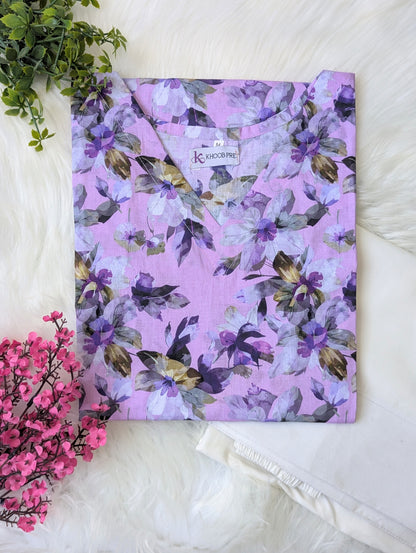 Lilac Floral Lawn Farshi Set - Corset Back - 2pcs