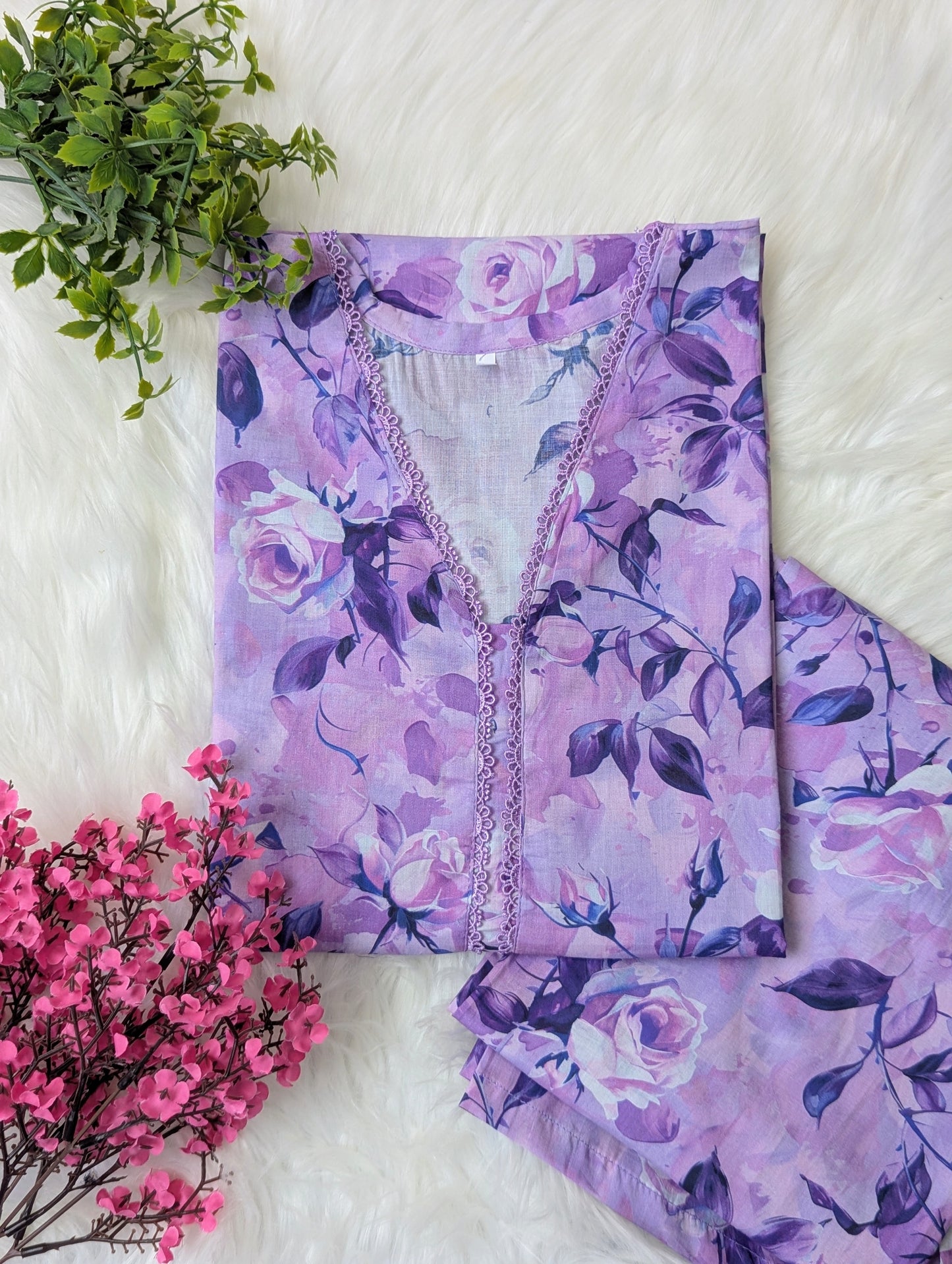 Lilac Petals Lawn Stitched 2pc
