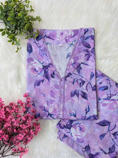 Lilac Petals Lawn Stitched 2pc