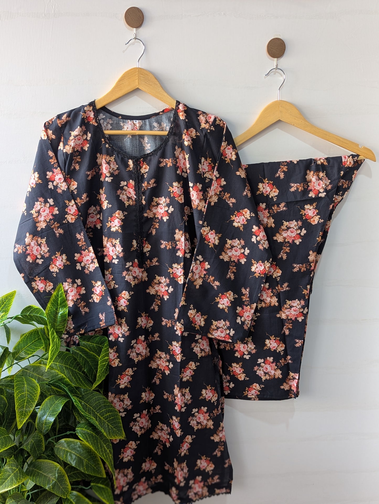Black Florals Lawn 2pc Co-ord Set