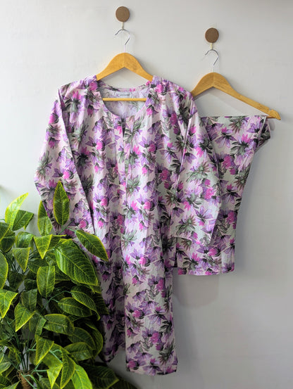 Lilac Florals Lawn Stitched 2pc
