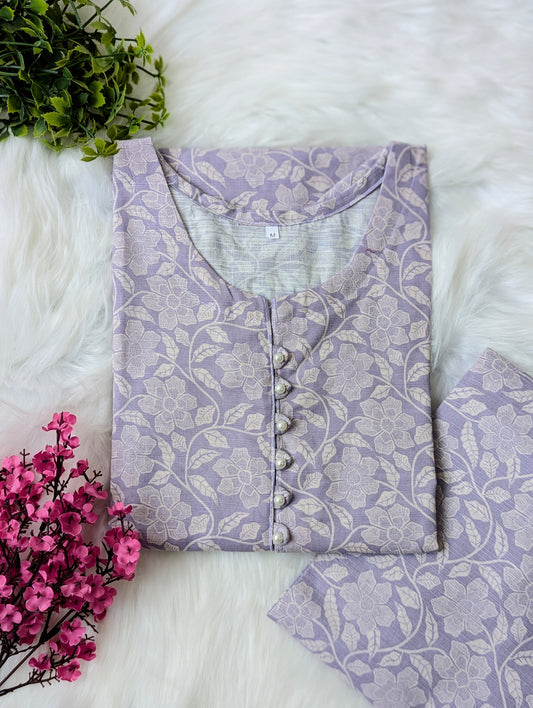 Soft Lavender Khaddar Stitched 2pc