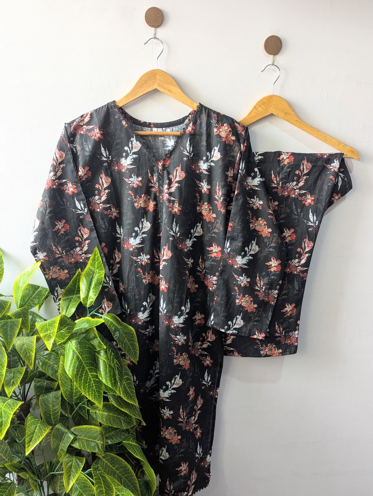 Black Petals Lawn Stitched 2pc