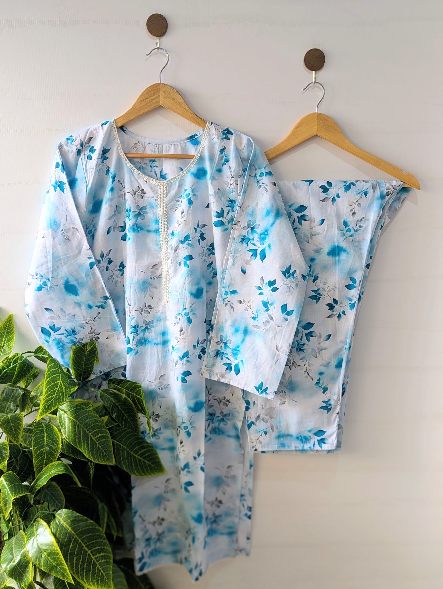 Ice Blue Petals Lawn 2pc Co-ord Set